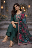 Elegant Bottle Green Floral Salwar Suit