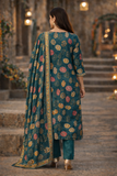 Teal Festive Printed Kurta Set with Dupatta