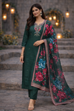 Elegant Bottle Green Floral Salwar Suit