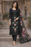 Midnight Bloom Hand-Painted Suit Set