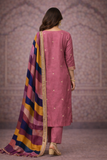 Rosewood Elegance Kurta Set with Abstract Dupatta