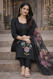 Midnight Bloom Hand-Painted Suit Set