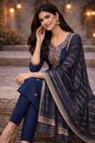 Navy Blue Embroidered Kurta Set